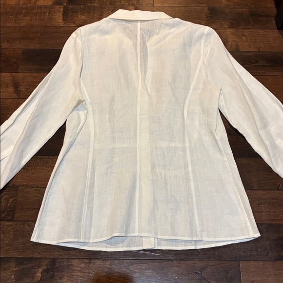 Talbots Pure Irish Linen Button up Blouse White Fitted 3/4 Sleeves Size 12 NWOT - Picture 7 of 9